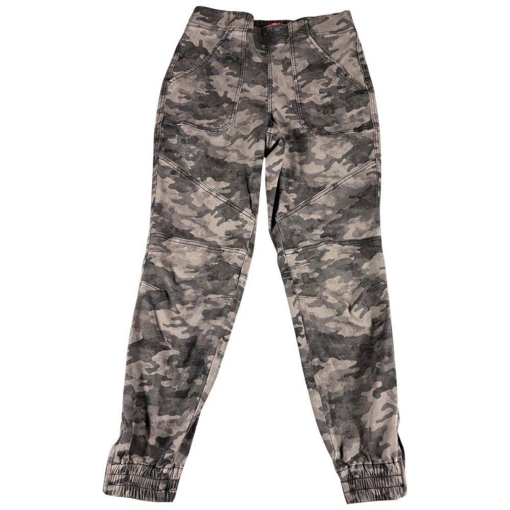 Spanx Jogger Pants Womens LG Gray Camo Faded Tapered Relaxed Stretch